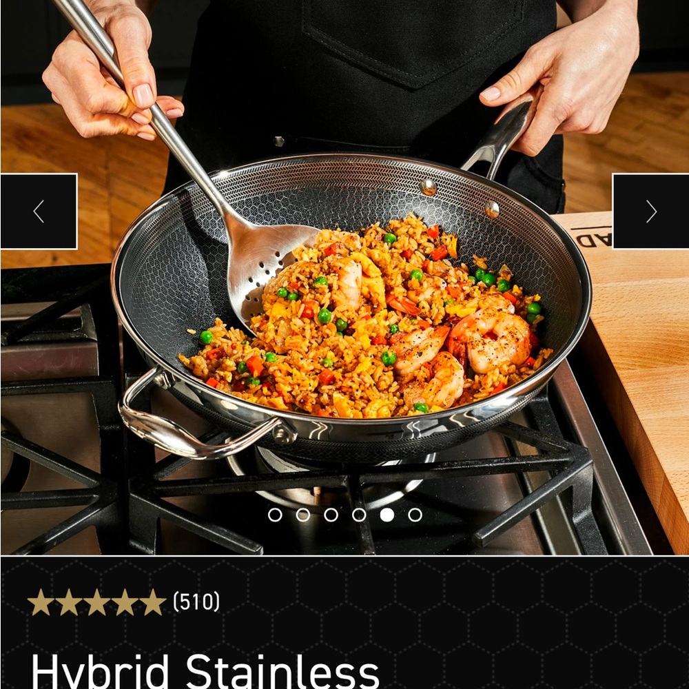 Hexclad Hybrid Stainless Steel Wok, 12"